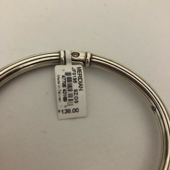NWT Brighton Meridian Silvertone Crystal Sparkle Hinged Cuff Bangle Bracelet - Picture 3 of 4